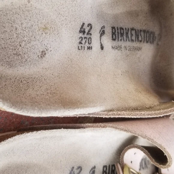 42 Birkenstock Shimmer Distress Rose Pink Slip On Sandal Birks Shoe Women 11 - Picture 10 of 14